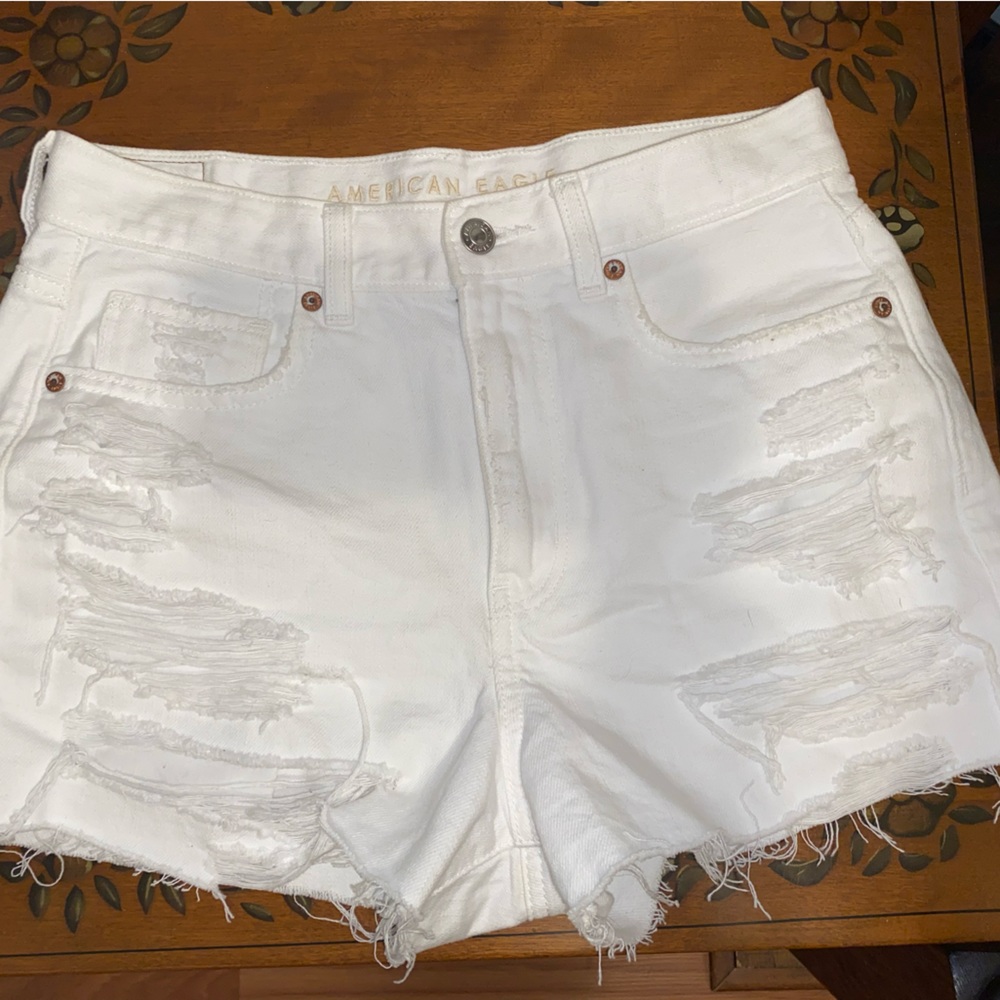 White jean shorts